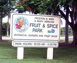 Fruit & Spice Park Sign